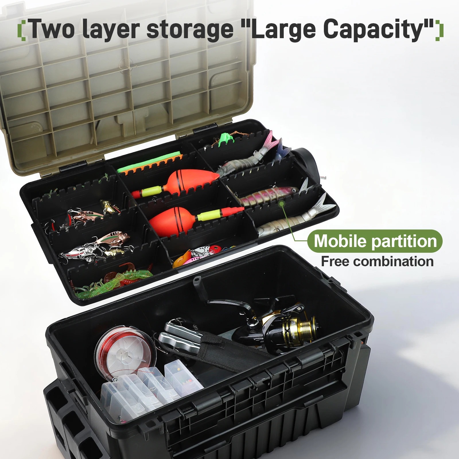 Fishing Tackle Box Double Laye - Fishing Kayak Crate 评论和价格